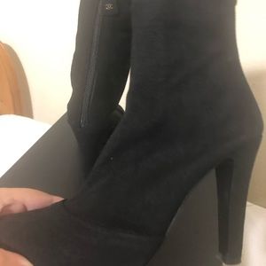 Authentic Chanel boots 37.5 black booties 7.5 new